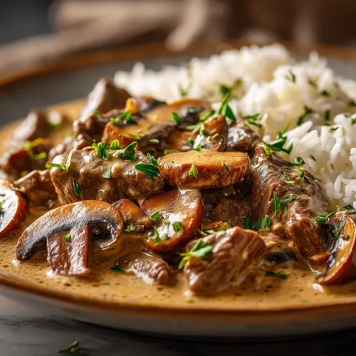 recette Bœuf Stroganoff à la crème et aux champignons