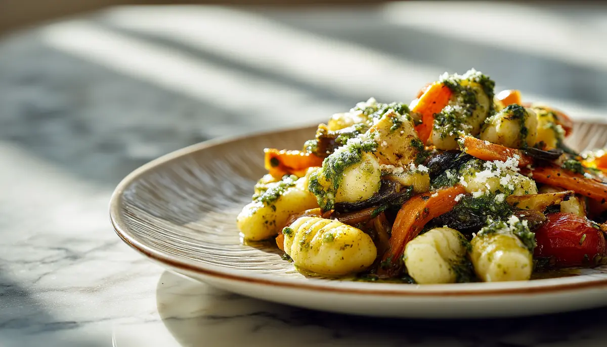 recette Poêlée de gnocchis aux légumes rôtis et pesto