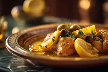 recette Tajine de poulet aux citrons confits et olives vertes