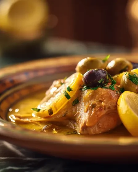 recette Tajine de poulet aux citrons confits et olives vertes