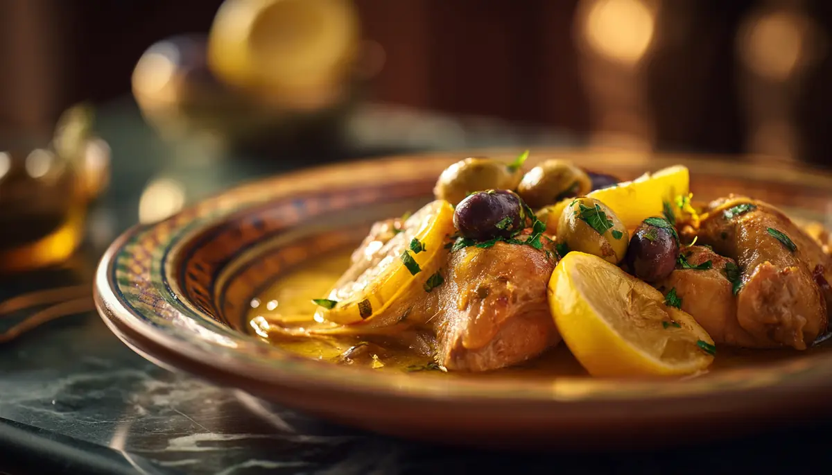 recette Tajine de poulet aux citrons confits et olives vertes